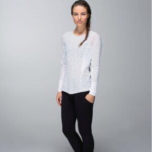 Lululemon Runbeam Long Sleeve Mod Dot Printed Black / White